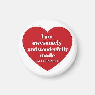 Positive Bible Verse Affirmation Red Heart Cute Magnet