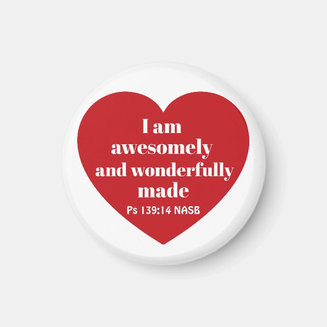 Positive Bible Verse Affirmation Red Heart Cute Magnet (Front)