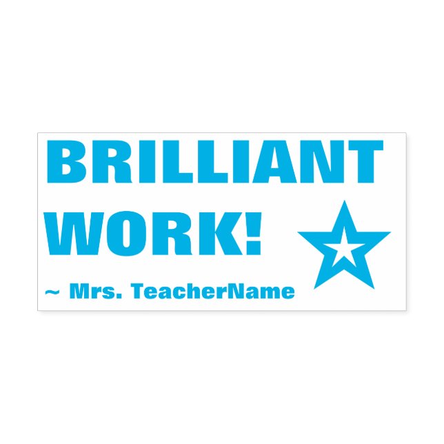Positive "BRILLIANT WORK!" Tutor Rubber Stamp (Design)