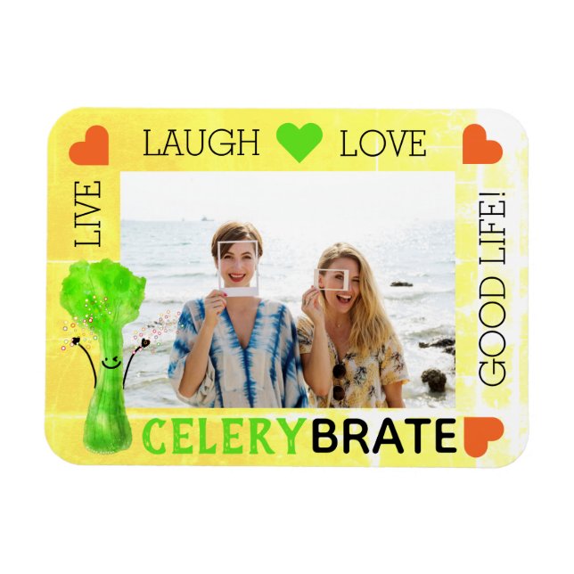 Positive Celery Pun - Celerybrate Good Life Magnet (Horizontal)