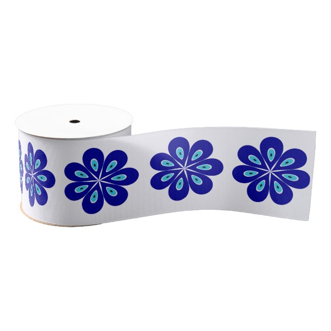 Positive Energy Vibes with a Blue Floral Evil Eye Grosgrain Ribbon (Spool)