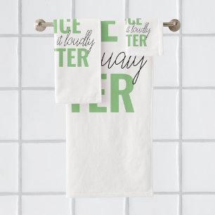 Positive Green Your Voice Matter Motivation Quote  Bath Towel Set
