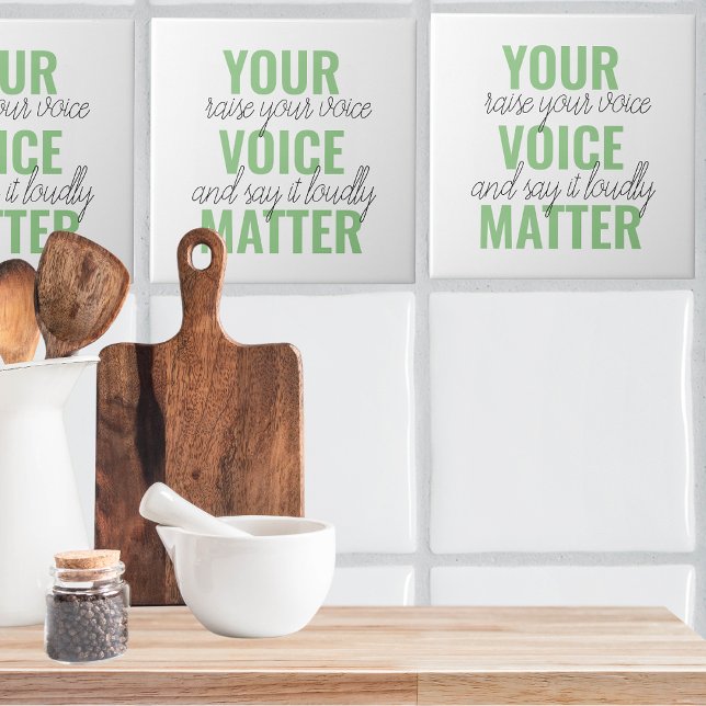 Positive Green Your Voice Matter Motivation Quote Tile (Creator Uploaded)