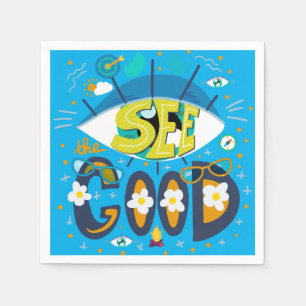 Positive inspirational quote vibrant summer blue napkin