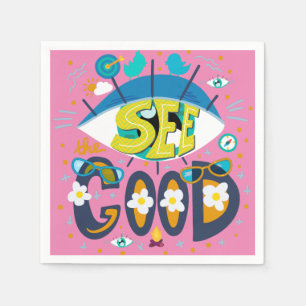 Positive inspirational quote vibrant summer pink napkin