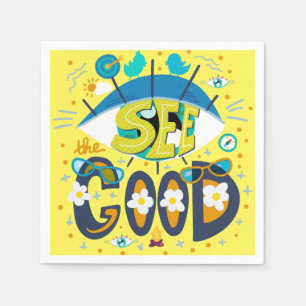 Positive inspirational quote vibrant summer yellow napkin