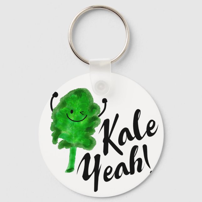 Positive Kale Pun - Kale Yeah! Key Ring (Front)