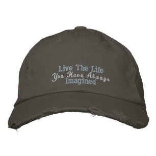Positive Life Quote Pink Purple White Rustic Grey Embroidered Hat