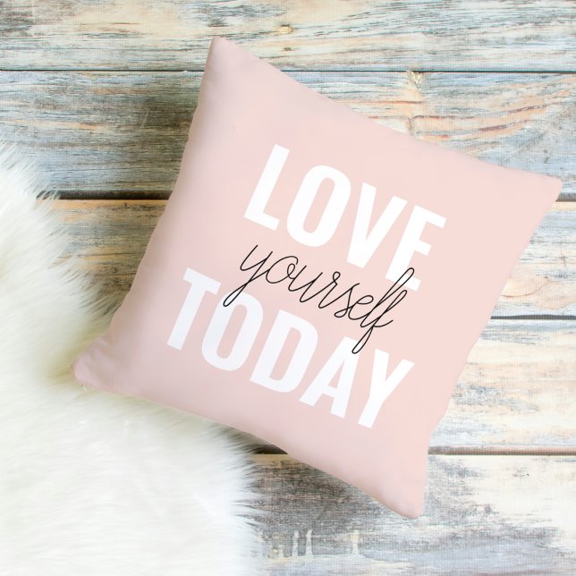  Positive Love Yourself Today Pastel Pink Quote  Cushion (Creator Uploaded)