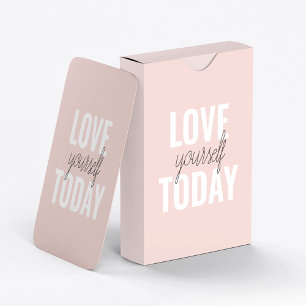  Positive Love Yourself Today Pastel Pink Quote  Playing Cards