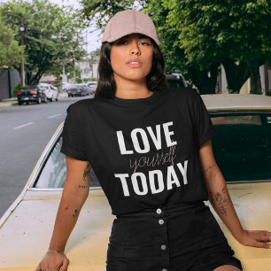  Positive Love Yourself Today Pastel Pink Quote T-Shirt