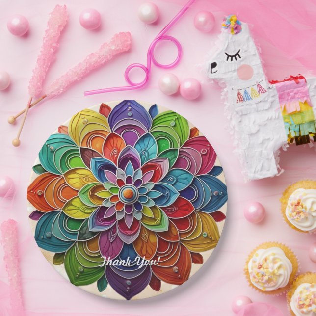 "Positive Mandala Vibes" Paper Plate (Party)