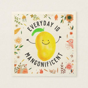 Positive Mango Pun - Everyday is Mangonificent Napkin