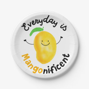 Positive Mango Pun - Everyday is Mangonificent Paper Plate