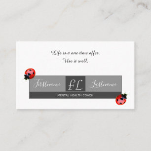 Positive mental health coach ladybug encouragement business card