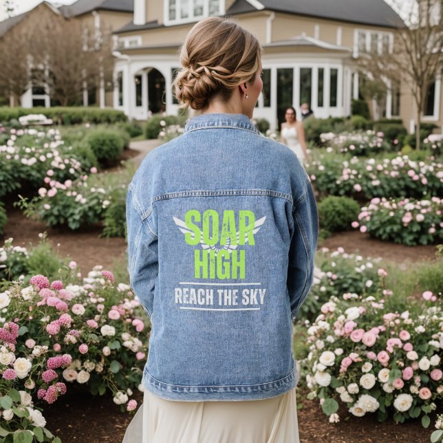 Positive Message Soar High Women's Denim Jacket (Wedding Back)