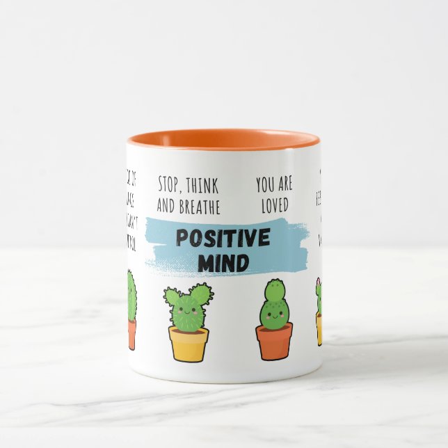 Positive Mind Cute Cactus Plants Ceramic Mugs - 11 (Center)