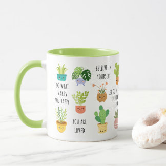 Positive Mind Cute Plants Ceramic Mug - 11oz