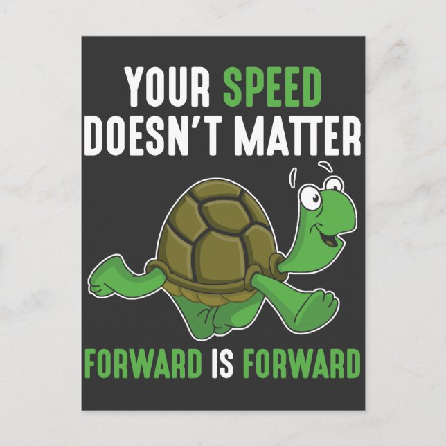Positive Mind Uplifting Quote Forward Turtle Postcard (Front)