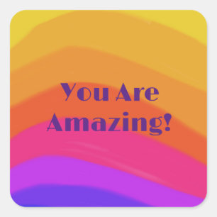 Positive Modern Rainbow Colorful  Square Sticker