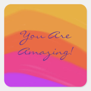 Positive Modern Rainbow Colourful  Square Sticker