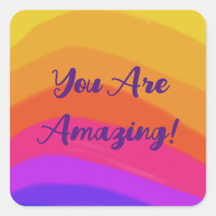 Positive Modern Rainbow Colourful  Square Sticker