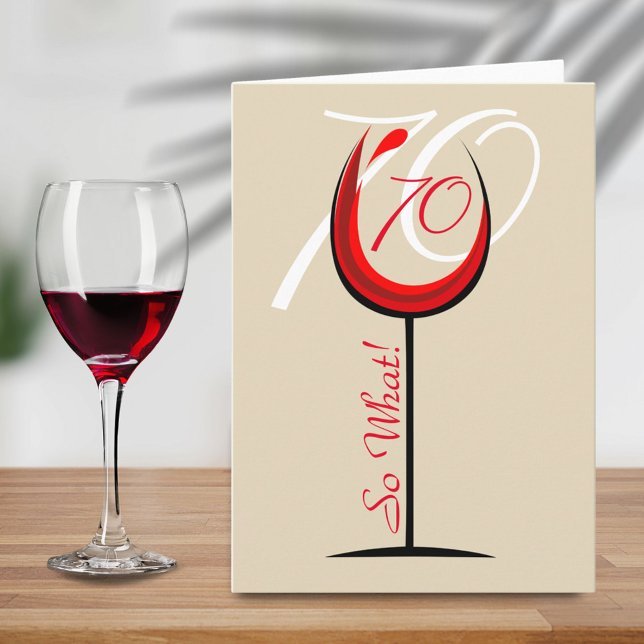 Positive Modern Red Wine Glass 70th Birthday Card (Creator Uploaded)