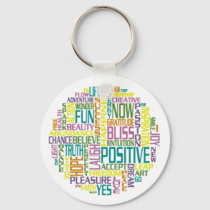 Positive, motivating and inspirational words key ring