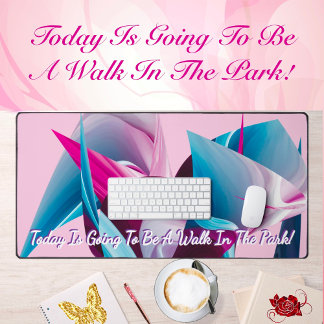 Positive Motivational Inspiration Pink Abstract Desk Mat