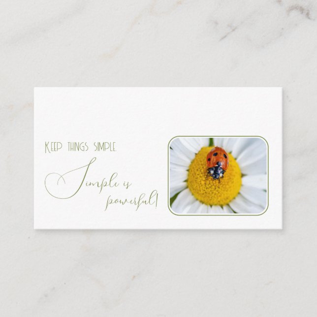 Positive motivational quote with little ladybug business card (Front)