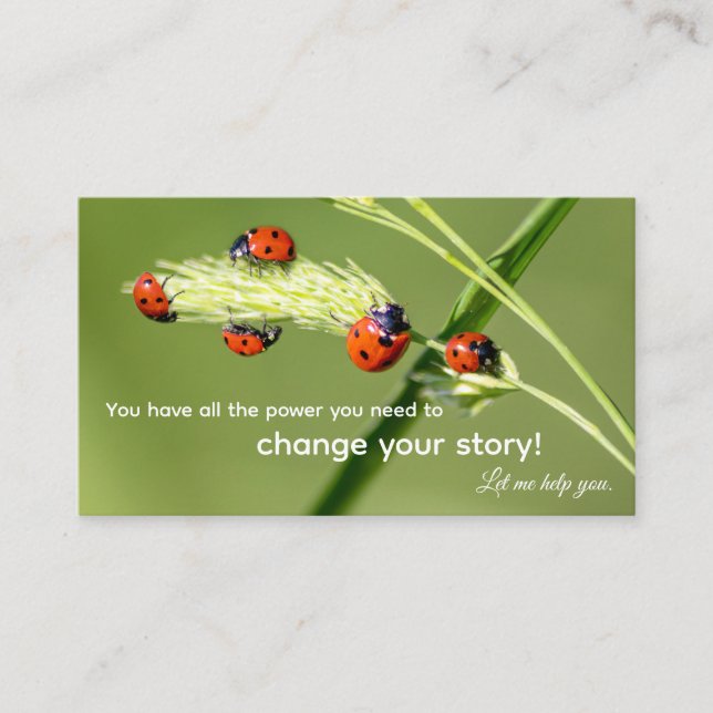 Positive motivational quote with little ladybugs business card (Front)