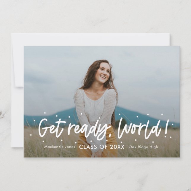 Positive Outlook Editable Colour Graduation Invita Invitation (Front)