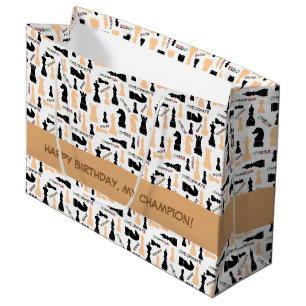 Positive Pattern Of Chessmen and Colourful Words Large Gift Bag
