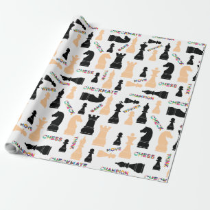 Positive Pattern Of Chessmen and Colourful Words Wrapping Paper