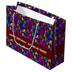 Positive Pattern Of Colourful Bicycle Riders Large Gift Bag