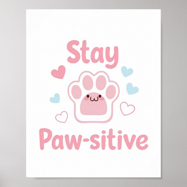 Positive Paw Print with Hearts (Front)