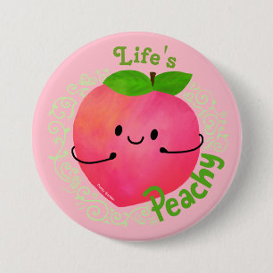 Positive Peach Pun - Peachy 7.5 Cm Round Badge