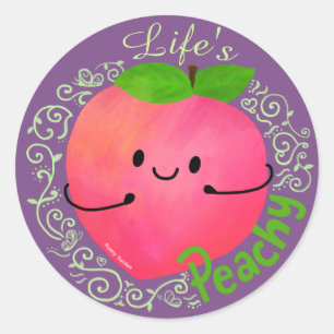 Positive Peach Pun - Peachy Classic Round Sticker