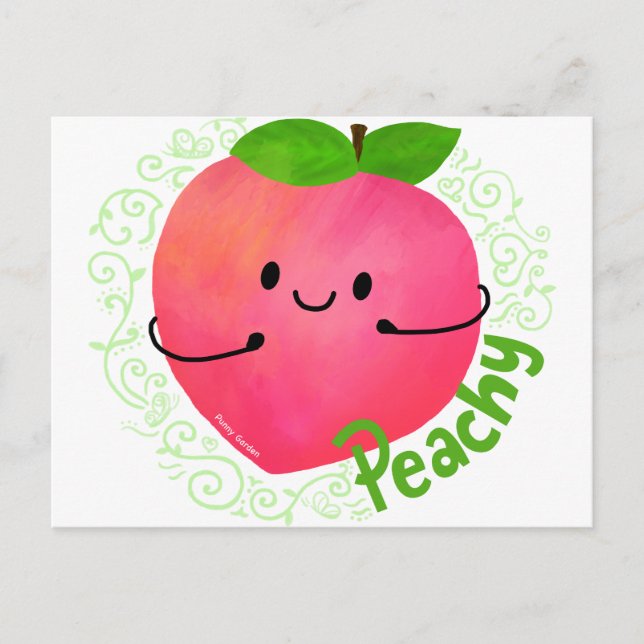 Positive Peach Pun - Peachy Postcard (Front)