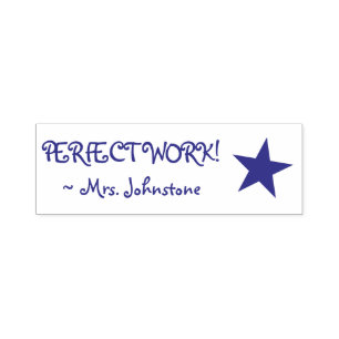 Positive "PERFECT WORK!" Educator Rubber Stamp