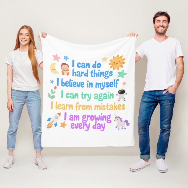 Positive Perseverance Message for Growing Minds Fleece Blanket (In Situ)