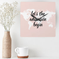 Positive Pink Let's The Adventure Begin World Map 