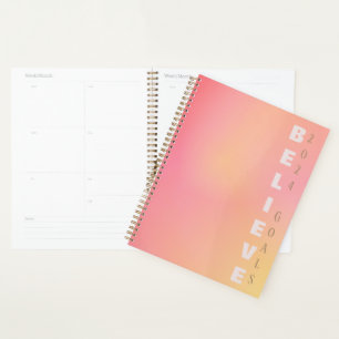 Positive Pink Peach Gradient Aesthetic “Believe” Planner
