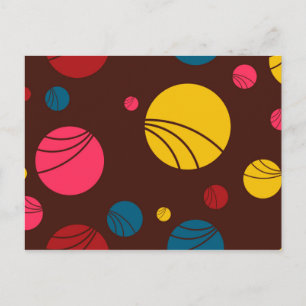 Positive, playful, happy, modern, cool circles art postcard