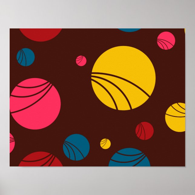 Positive, playful, happy, modern, cool circles art poster (Front)