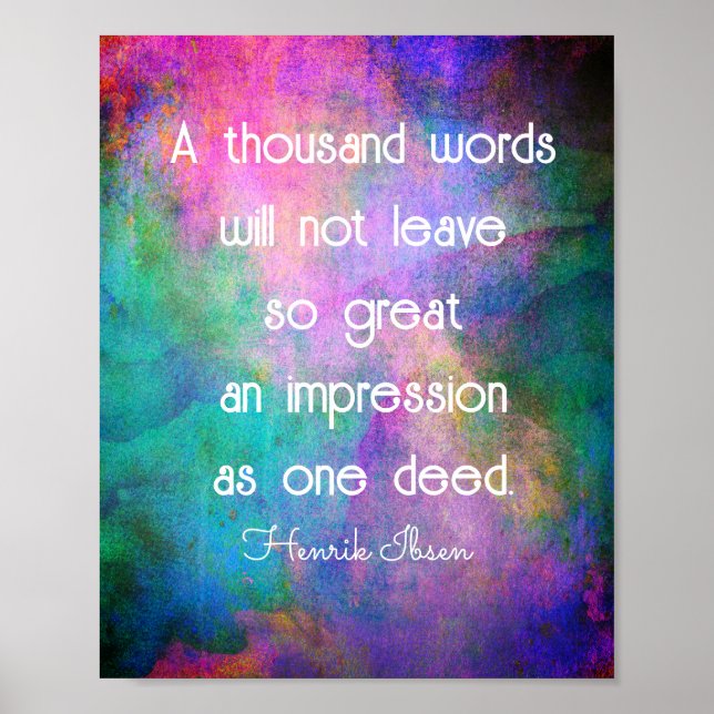 positive quote a thousand words turquoise & purple poster (Front)