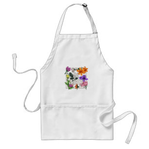 Positive quote Be Happy and garden flowers Standard Apron