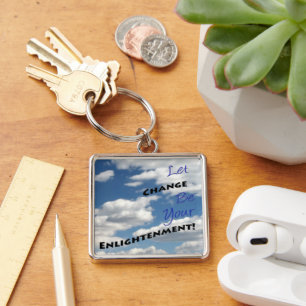 Positive Quote Typography Cloudy Sky Photography Key Ring