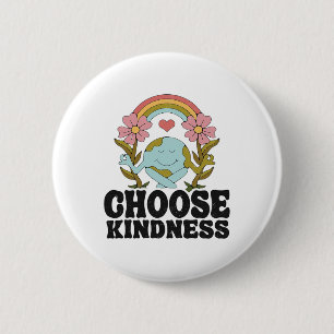 Positive Rainbow Peace Hippie Choose Kindness Eart 6 Cm Round Badge