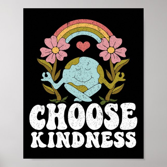 Positive Rainbow Peace Hippie Choose Kindness Eart Poster (Front)